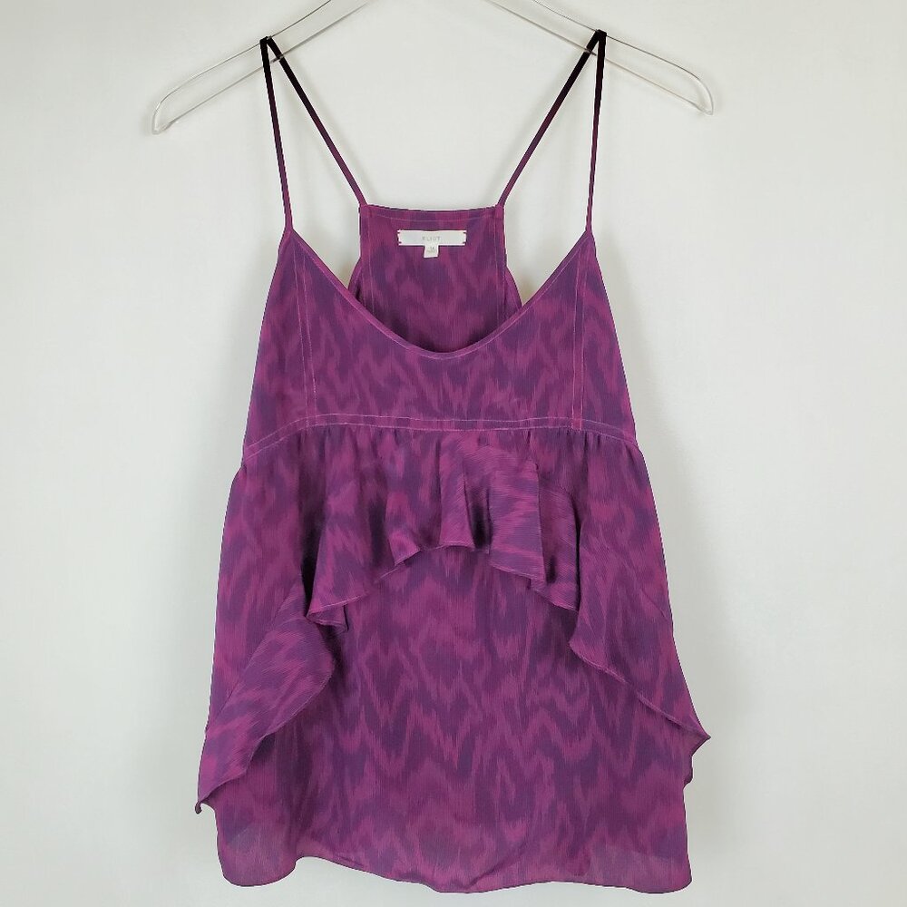 Eliot Silk Ruffle Ikat Print Camisole Tank Top